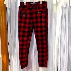 Red and black plaid pants